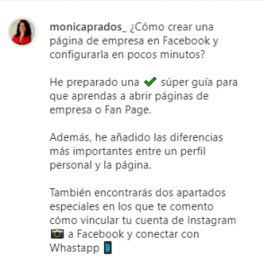 Ejemplo de pie de foto para Instagram